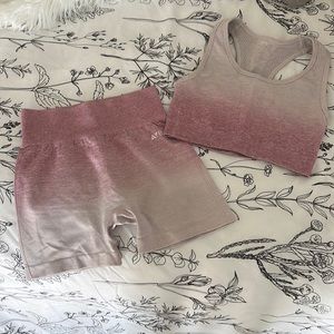 AYBL Pink Ombré Sports Bra & Shorts Set